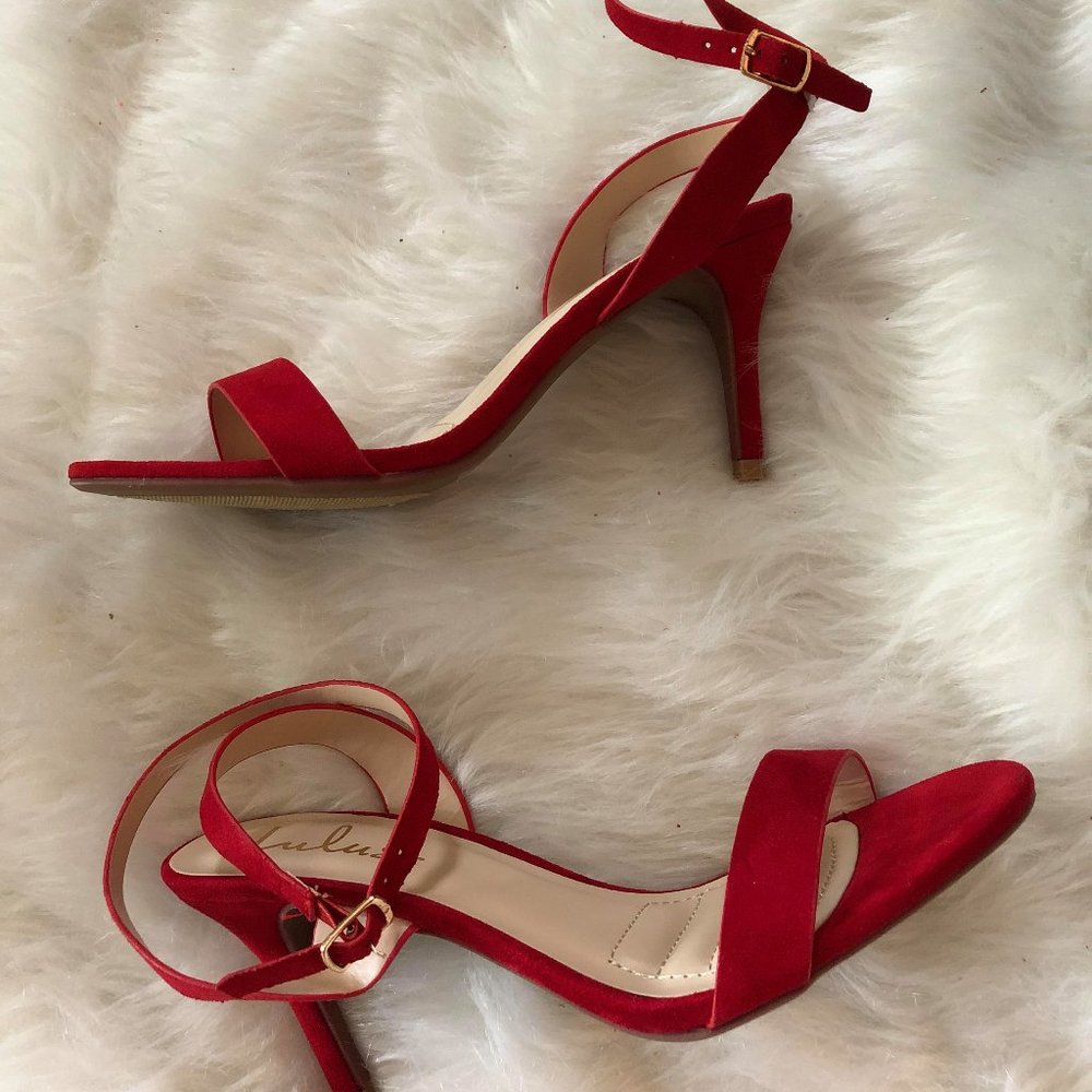 HUNTER RED SUEDE‎ ANKLE  STRAP HEELS